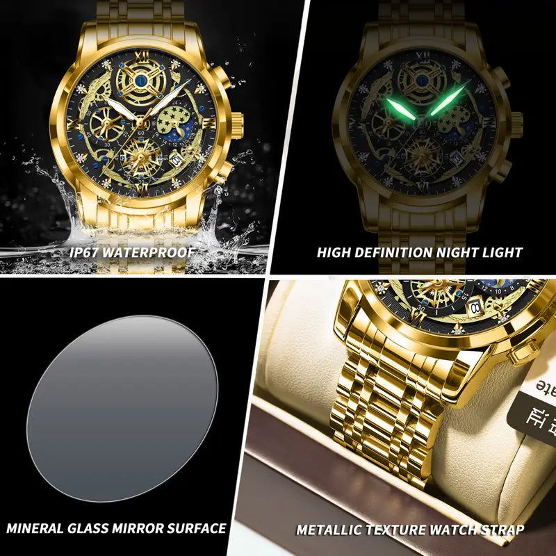 Exklusiv herrklocka med lysande visare