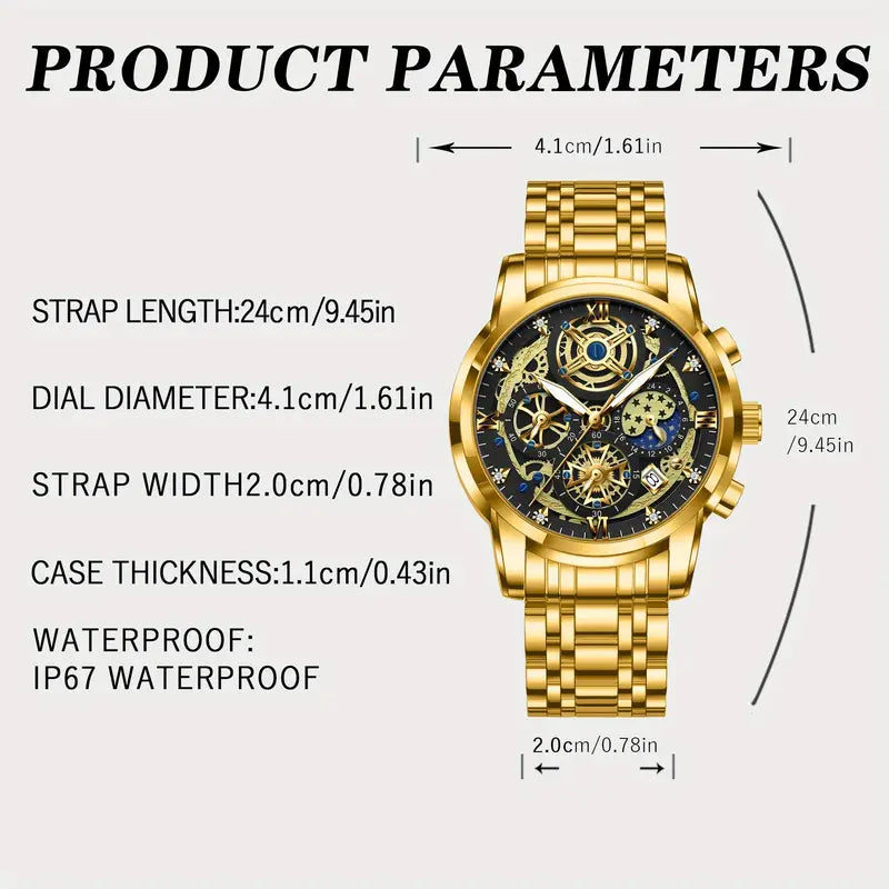 Exklusiv herrklocka med lysande visare